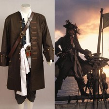 Pirates of the Caribbean Jack Sparrow Cosplay Costume Halloween Outfit Jacket