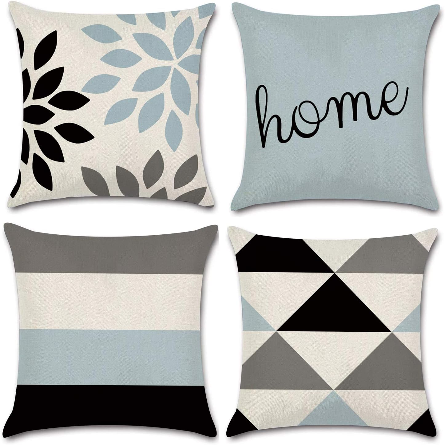 Modern Geometric Throw Pillow Covers Linen Home Decor 18 X 18 Inch Set of 4 Home