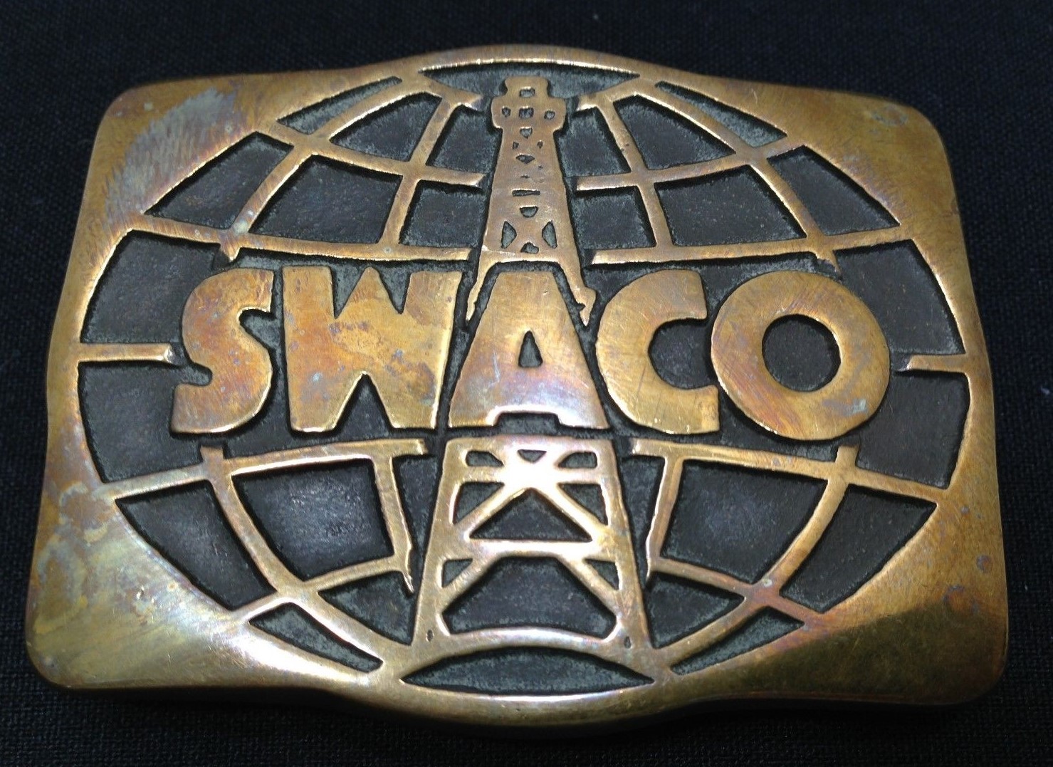 Solid Brass SWACO Oil Derrick Belt Buckle 1981 USA Made Free