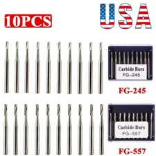 Dental FG-245/557 Tungsten Carbide Burs Friction Grip High Speed Drill 10pcs