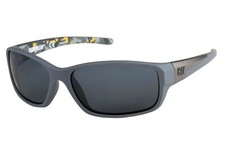 Caterpillar Cat Sensor Solid Matte Grey/yellow camo Sunglasses, Solid smoke lens