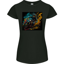 Camiseta A Colorful Motocross Image MotoX moto de cross deportes de motor para mujer corte pequeño