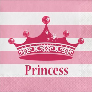 16 Pink Princess Royalty Lunch Napkins Dinner Table Decor Tiara