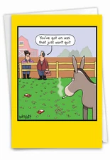 1 Funny Birthday Greeting Card with Envelope - Won't Quit - For Him, For Her