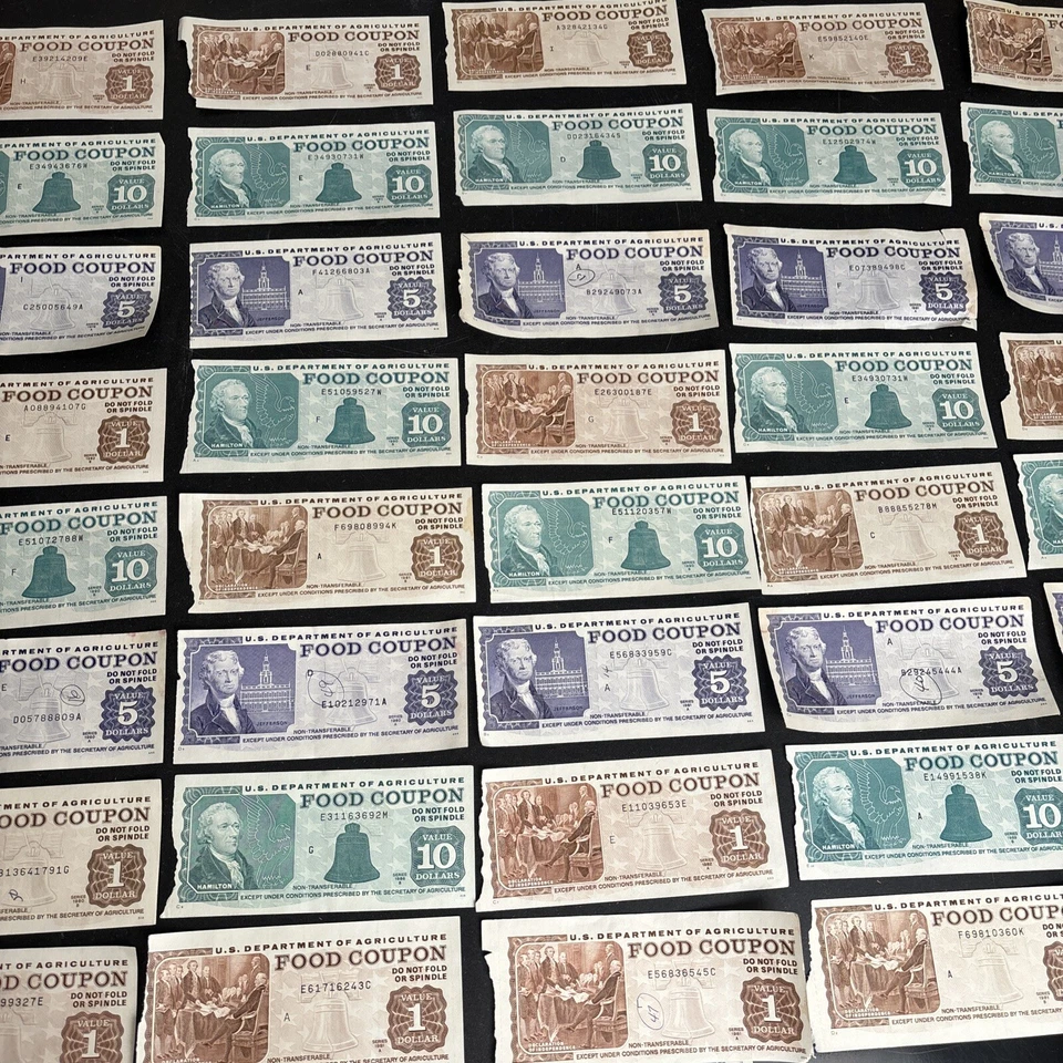 3 Vintage USDA Food Coupons/Stamp Rare Cancelled Currency Circulated $1 $5 $10 ! - Image 2 of 4