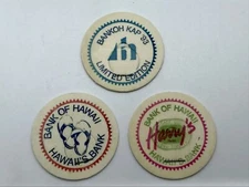 BANK OF HAWAII POGS SET of 3 Bankoh Cap 1993, Slippers, Harry's Milkcaps 