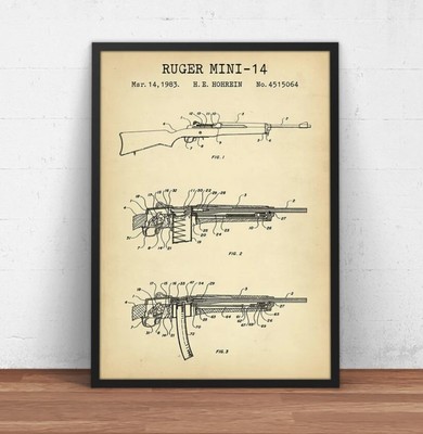 Ruger Mini-14 Patent Print, Ruger AC556 Blueprint Art