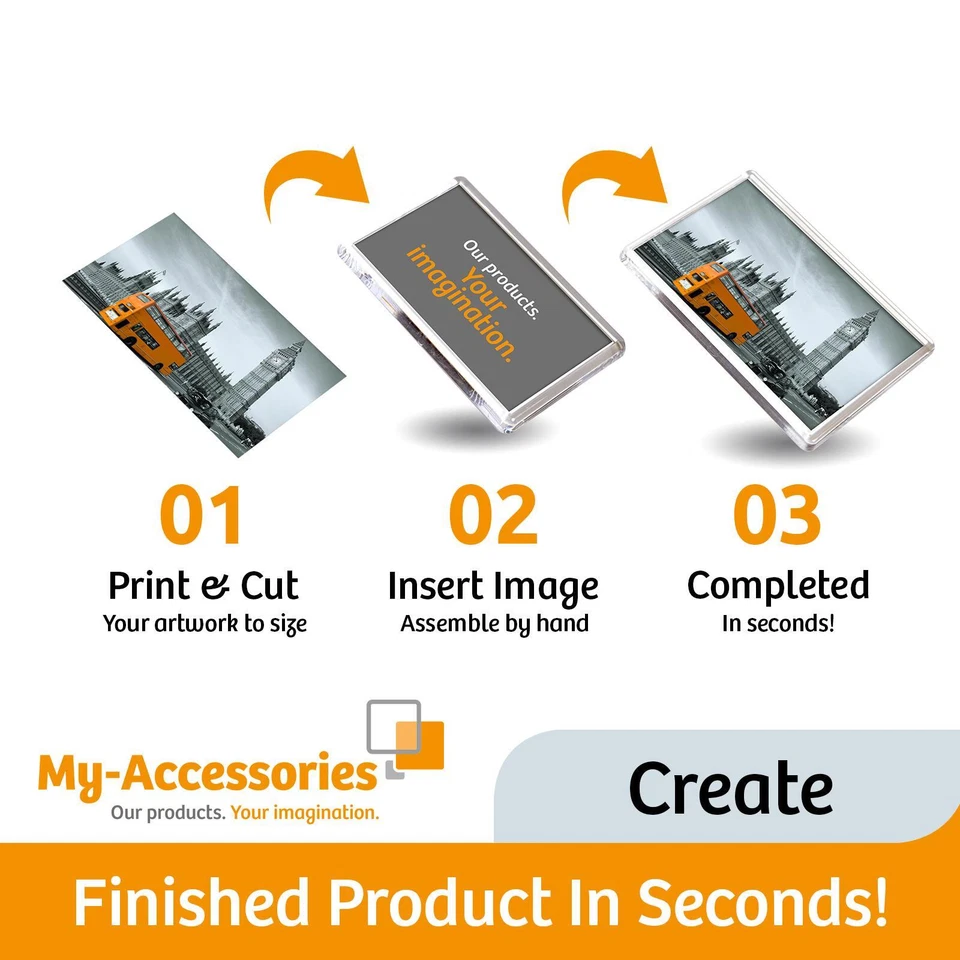 Acrylic Photo Fridge Magnet Blank Picture Frame Clear Personalize Image Insert - Image 2 of 4