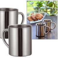 2X Edelstahl Thermo-Trinkbecher Thermobecher Kaffeebecher Doppelwandig Ca. 200Ml