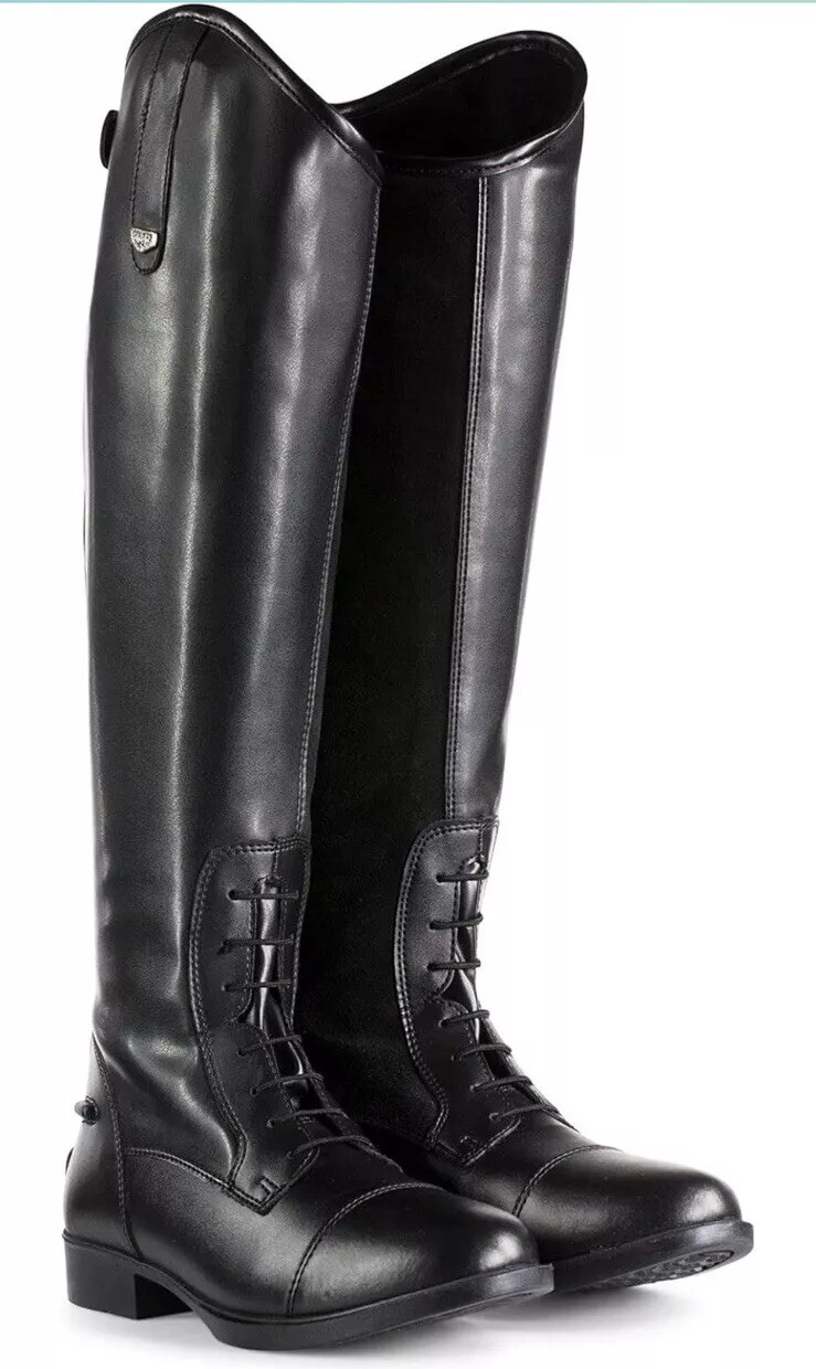 HORZE 여성 로버 키 큰 필드 부츠 합성 가죽 승마 부츠