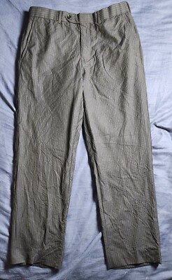 Brooks Brothers 1818 Regent Dress Pant Size 41R /35W Striped Black 100% Wool