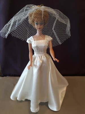 Barbie vintage bride bridal wedding veil mesh net bead ribbon