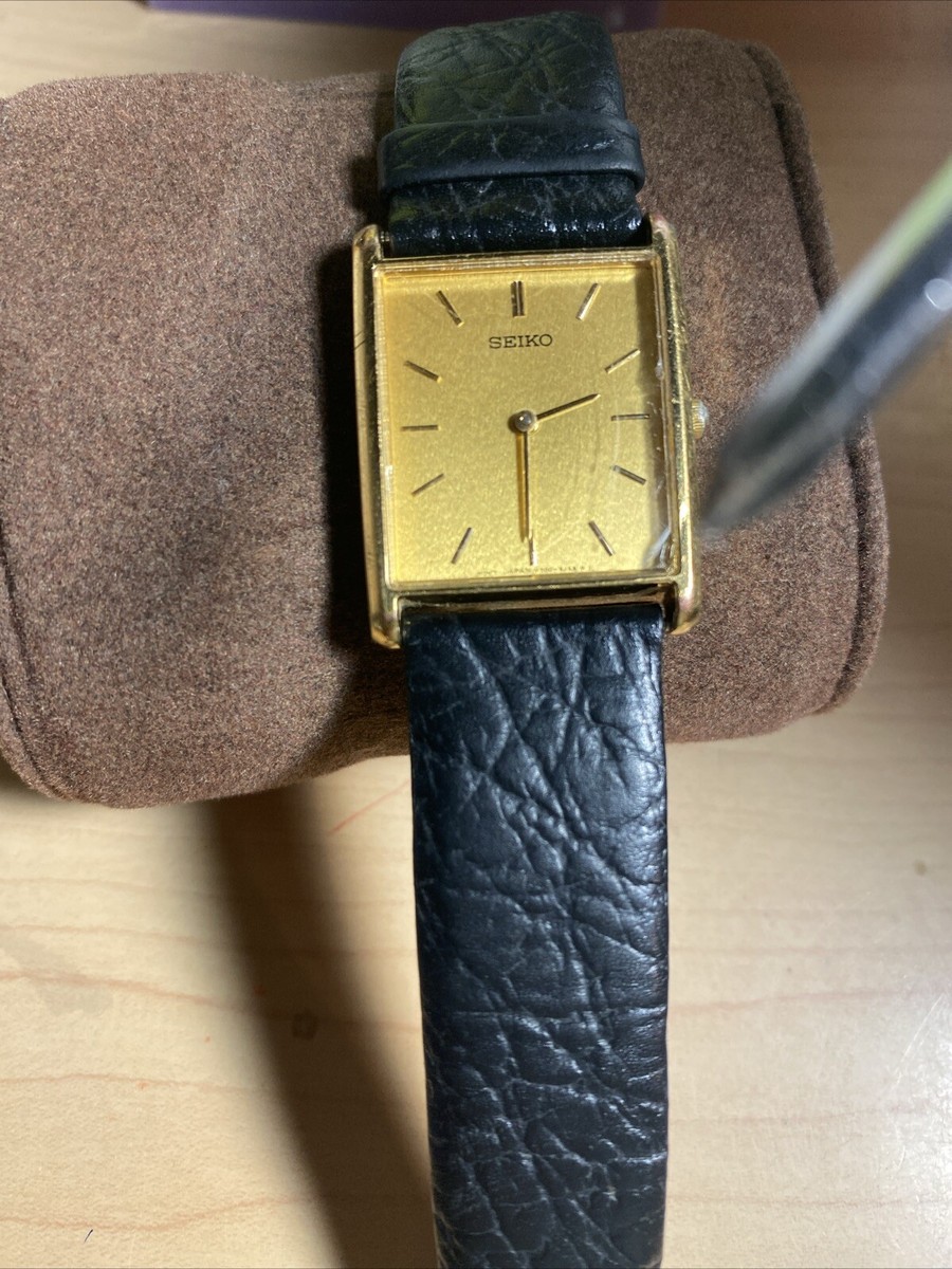 Vintage Seiko Tank Watch Men Gold Tone V700-5K30 Bill
