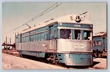 Postcard Illinois Terminal Railroad One Car Streamlined Interurban Train Chrome