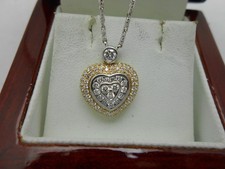 Stunning Solid 14k  18k Yellow  White Gold Natural Diamond Heart Necklace