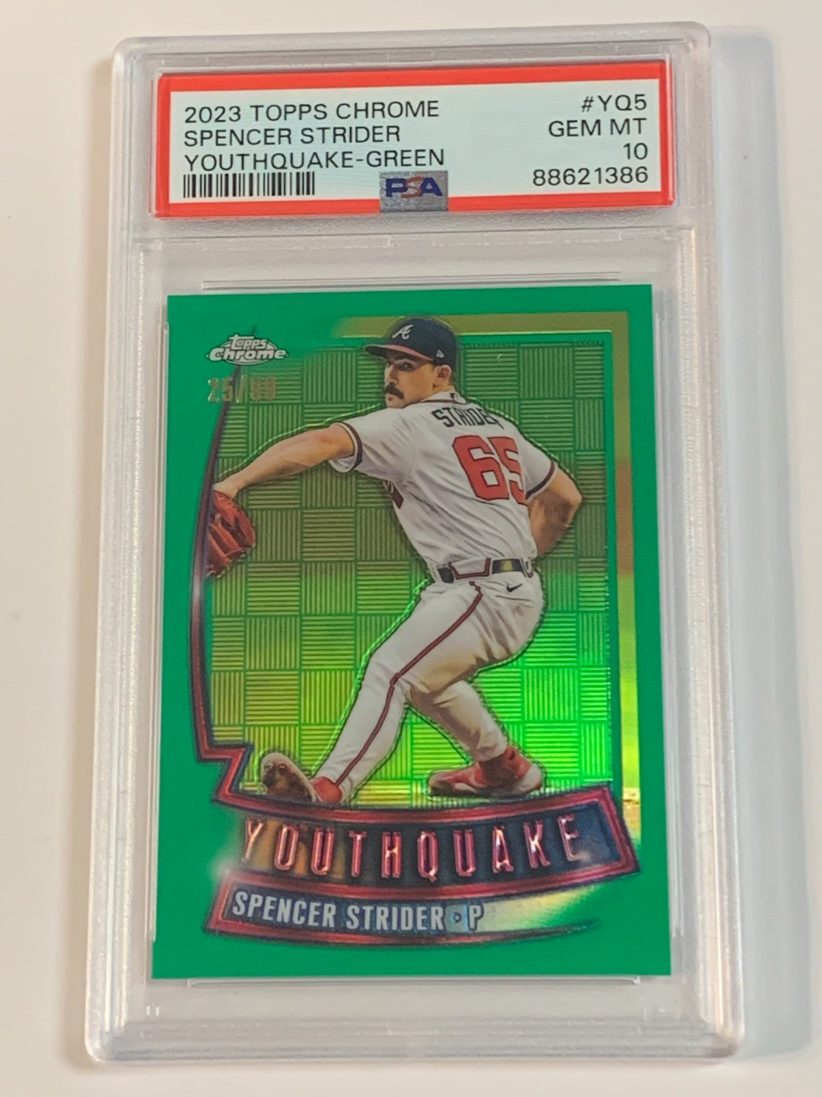 2023 Topps Chrome Youthquake Green Refractor Spencer Strider /99 - PSA 10 Gem MT