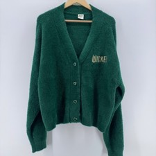 Wicked x Katie Kime Cardigan Womens XXL Emerald Green Fuzzy Heart Buttons