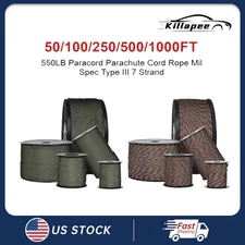 550LB Paracord Parachute Cord Rope Mil Spec Type III 7 Strand 50 100 500 1000FT