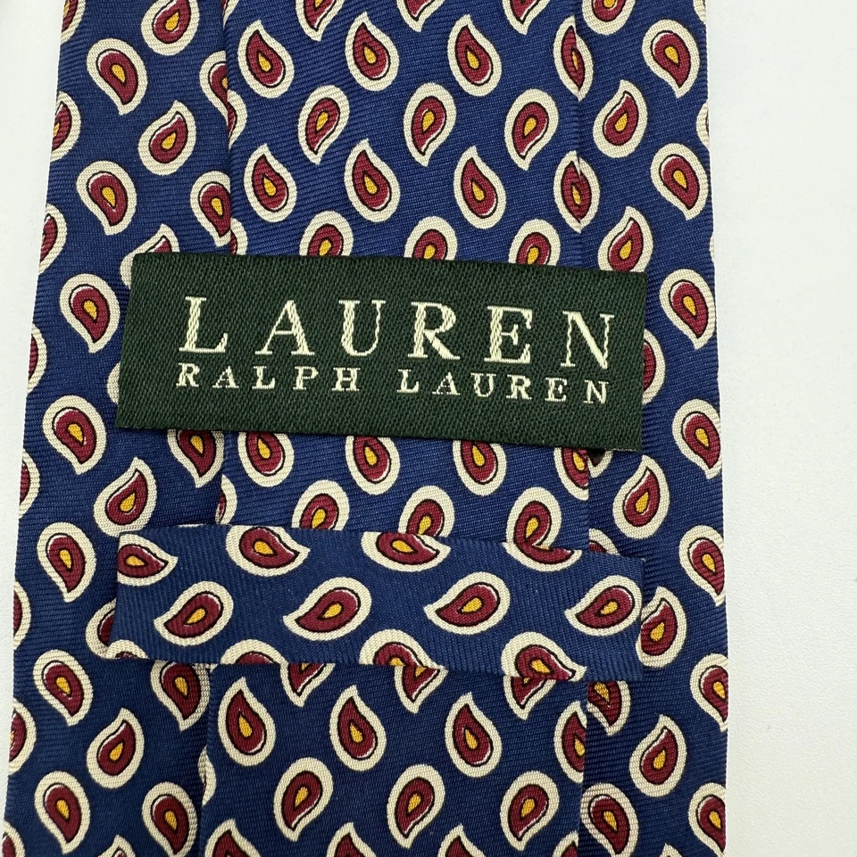 Corbata Lauren Ralph Lauren Para Hombre Azul Seda Paisley Patrón Limpio Clásico Negocios Foto 3 de 4