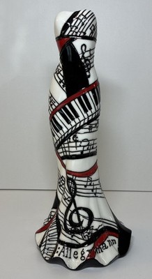 Rare Benaya Art Ceramics Allegro Music Dress Vase Jan Poynter Signed JP 09
