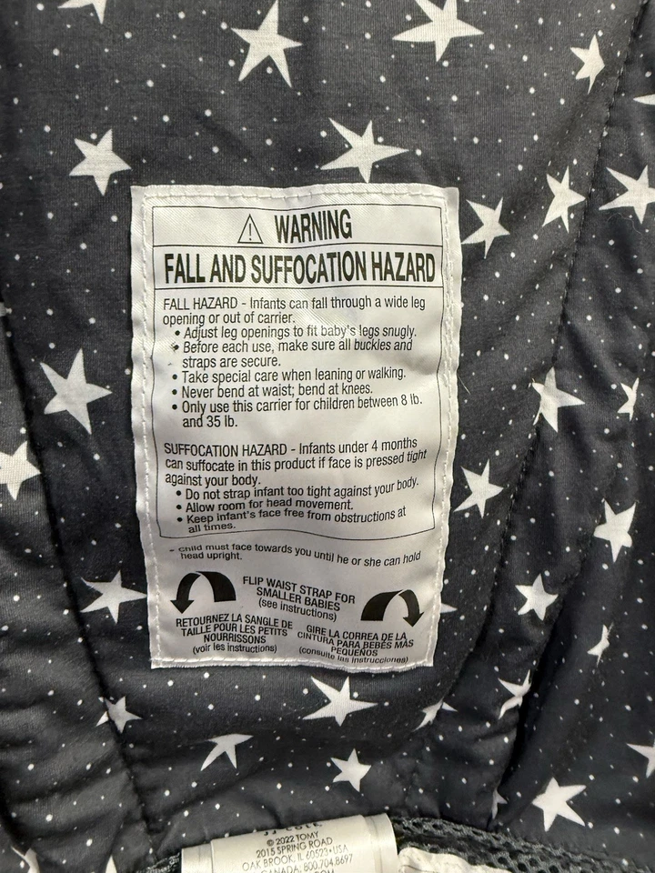 Portabebés JJ Cole Luma Embalable - 4 Posiciones Gris Patrón Estrellas Foto 3 de 4