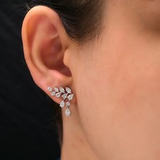 Pear Cut Natural Diamond Studs Earrings 14k White Gold Women Day Special Gift