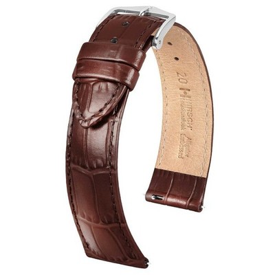Uhrenarmband  HIRSCH Louisianalook echtes Leder braun  blau schwarz   - L   22mm