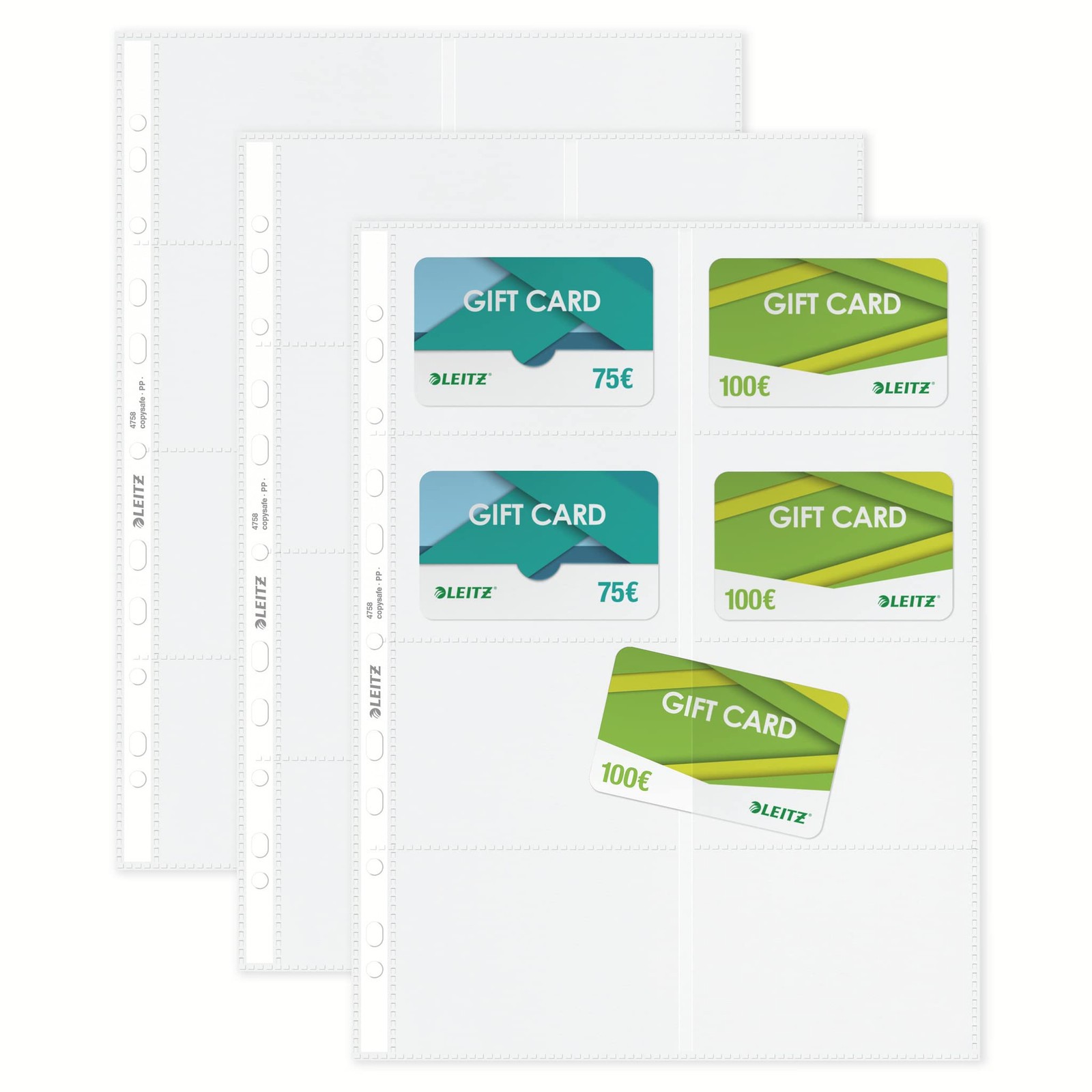 Leitz Punched Plastic Business Card Pocket A4 Clear Gloss Finish 105 Micron Po 4390₽