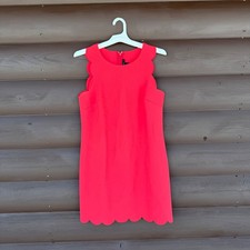 J.Crew Pink Scalloped Shift Dress Sleeveless Bright Coral Womens Size 6