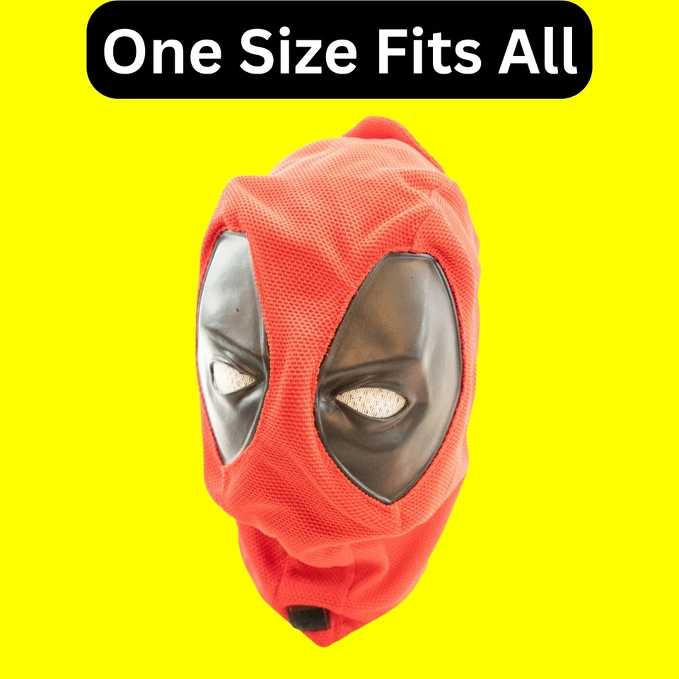 Deadpool Fabric Spandex Full Face Mask with Zipper Cosplay Costume Hood - Image 3 of 4