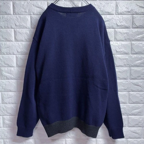 ICEBERG Vintage Knit Sweater L Bear Racing 90s Y2K Navy Charcoal image 2