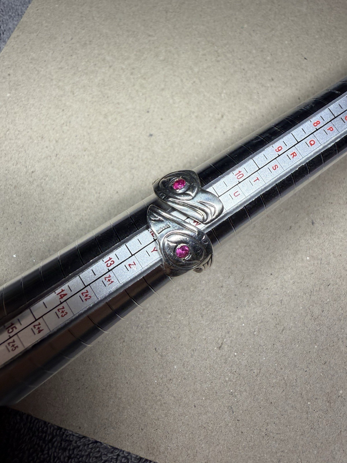 Vintage Double Eagle Ruby Eye Sterling Silver Rin… - image 4