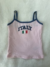 Edikted Women s Pink/Blue Graphic Print Italy Camisole Adjustable Straps XS