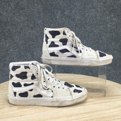 Vans Shoes Womens 8.5 Mens 7 Sk8-Hi Cow Print High Top Sneakers White Black