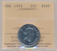 Canada Elizabeth II 25 Cents 1954 - ICCS PL65