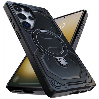 For Samsung Galaxy S23/S23+/S23 Ultra/FE Black Phone Case Cover Ring Kickstand