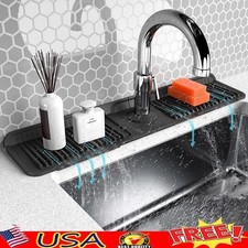 Silicone Faucet Mat Drip Catcher Kitchen Sink Splash Guard Adjustable Design New