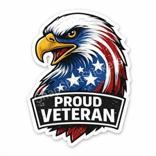Proud Veteran Bald Eagle American Flag Vinyl Sticker Decal Waterproof Die Cut