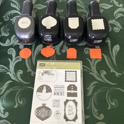 Stampin  Up! TAGS TIL CHRISTMAS Stamp Set & 4 Matching Whale Tail Punches