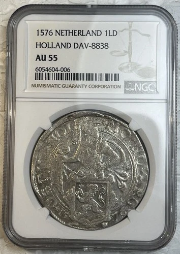 1576 Netherlands Holland Daalder DAV-8838 NGC Certified AU 55 Lion Dollar Coin