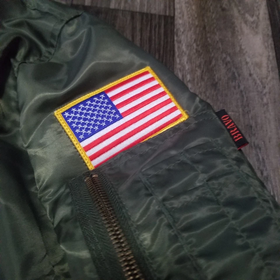Chaqueta de bombardero de vuelo verde Bravo Series By Burks Bay NRA talla grande nueva con etiquetas para hombre Foto 3 de 4