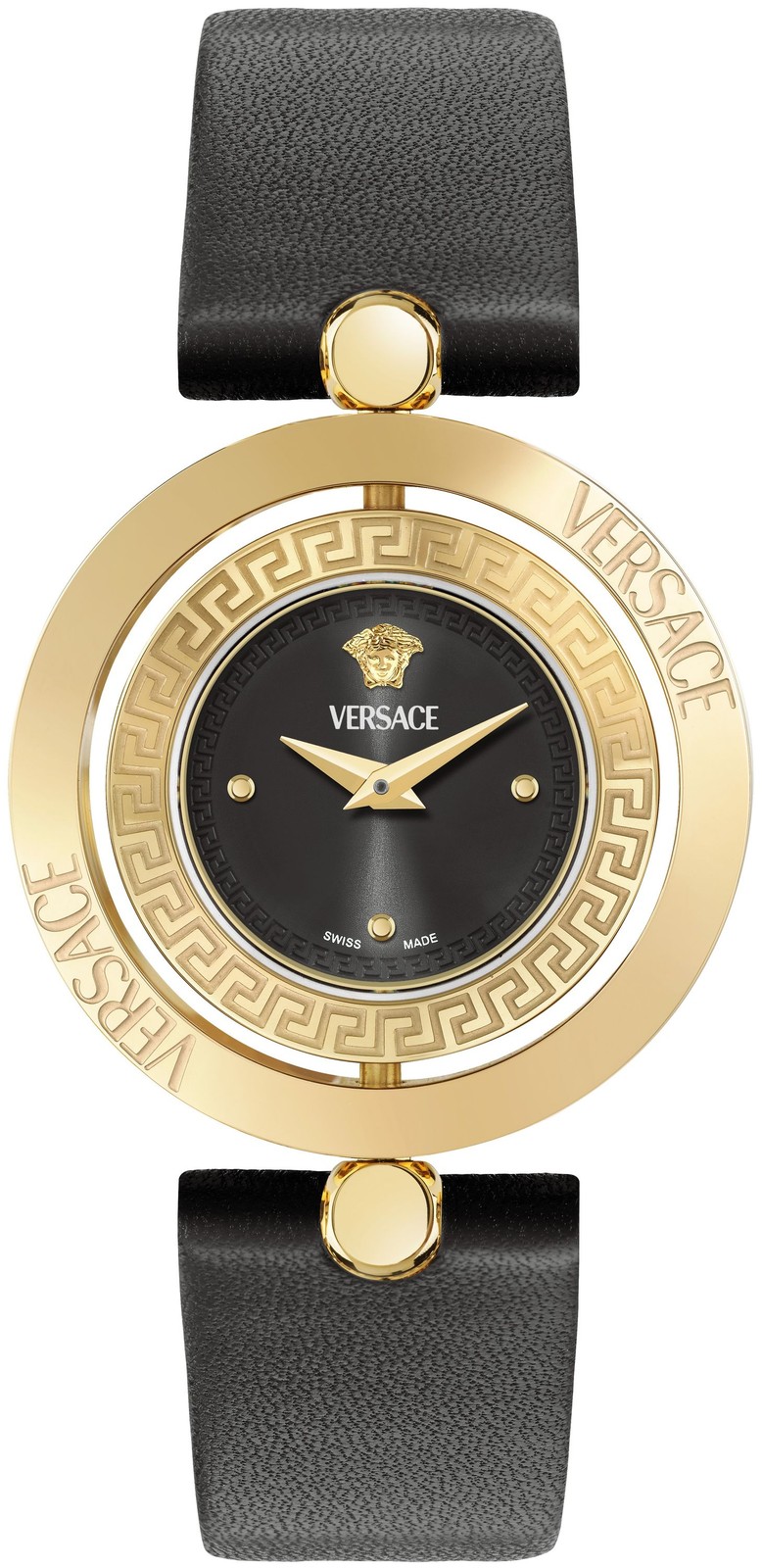 Versace VEHFA0225 Eon Restyling gold black Leather Women's Watch NEW