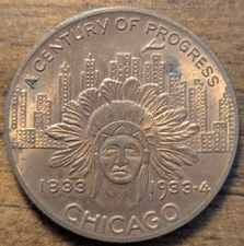 1933 Chicago Century of Progress Exposition Indian Head So Called Dollar HK-470