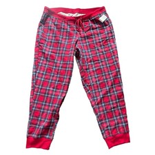 NEW Charter Club Women's Lounge Jogger Pajama Pants Red Multi Holiday Plaid XXL
