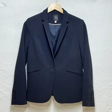 Limited Structured Womens Blazer Navy Size 8 Single Button EUC Layer Winter Warm