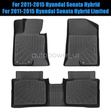 For 2011-2015 Hyundai Sonata Hybrid TPE Front & Rear Floor Mats Liners Set Black