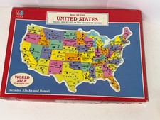 Milton Bradley Map of the US/World Map 2 Sided Puzzle Rand McNally 1993 Box
