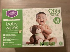 12 Packs Berkley Jensen Baby Wipes - Green Tea  Cucumber