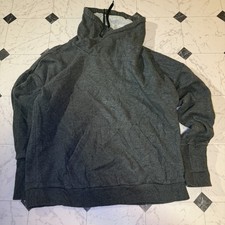 Reebok Women's Mock Neck Hoodie Dark Heather Gray Small Fleece Sweatshirt