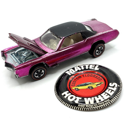 Hot Wheels Redline Custom Eldorado 1967/1968 Faded Magenta - U.S.A. With Button